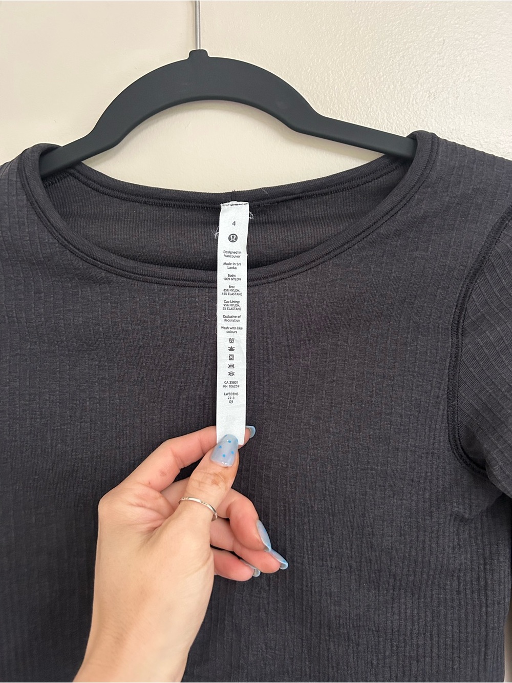 lululemon Ribbed Long-Sleeve Crewneck Top - Charcoal
